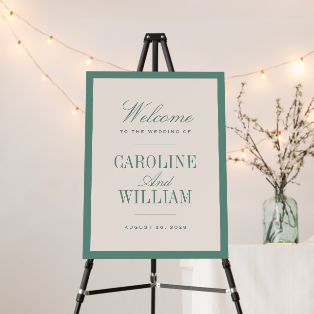 Light Green Classic Elegant Wedding Welcome Foam Board (In Situ (Stand))