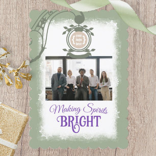 Light Green Company Logo Christmas Photo Holiday Card