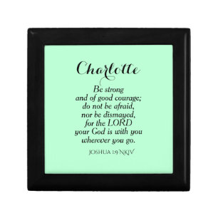 Light Green Courage Bible Verse Custom Name Gift Box