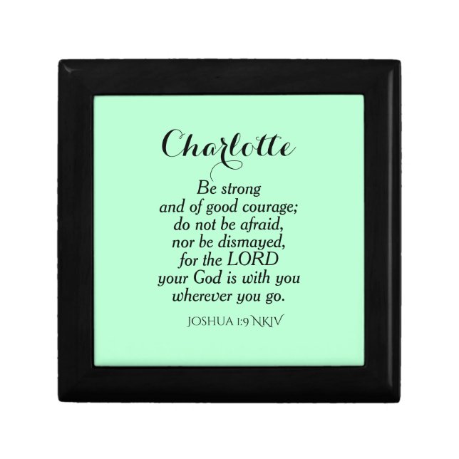 Light Green Courage Bible Verse Custom Name Gift Box (Front)