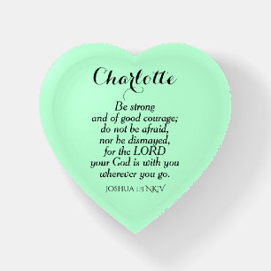 Light Green Courage Bible Verse Custom Name Simple Paperweight