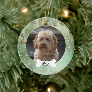 Light Green Custom Pet Puppy Dog Photo Ceramic Ornament