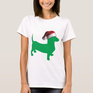 Light Green Dachshund with a Santa Claus Hat T-Shirt
