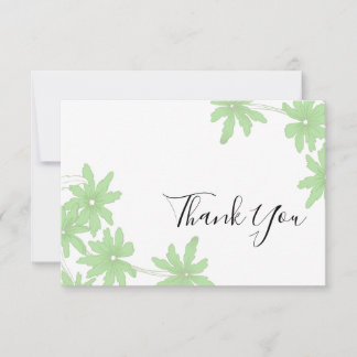 Light Green Daisies on White Wedding Thank You Card