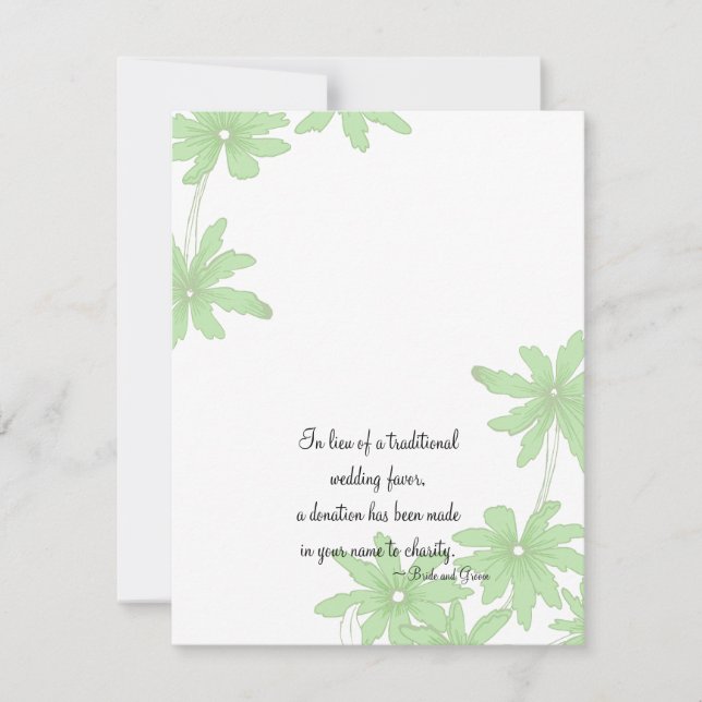 Light Green Daisies Wedding Charity Favor Card (Front)