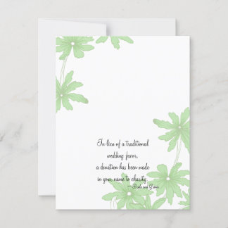 Light Green Daisies Wedding Charity Favor Card