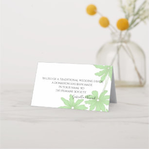 Light Green Daisies Wedding Charity Favor Place Card