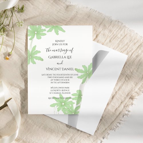 Light Green Daisies Wedding Invitation