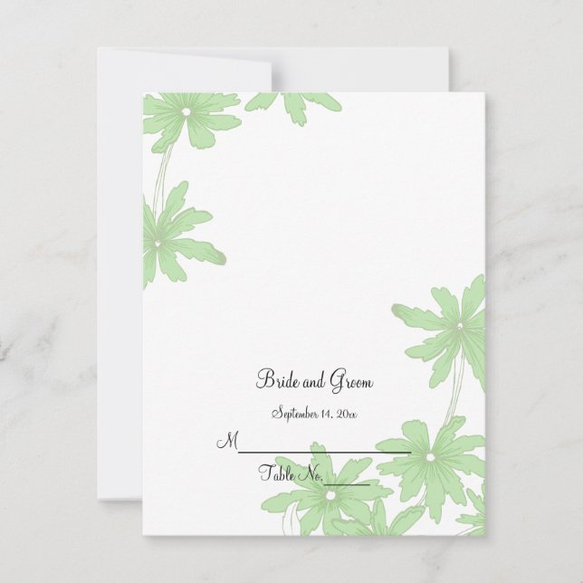 Light Green Daisies Wedding Reception Place Card (Front)