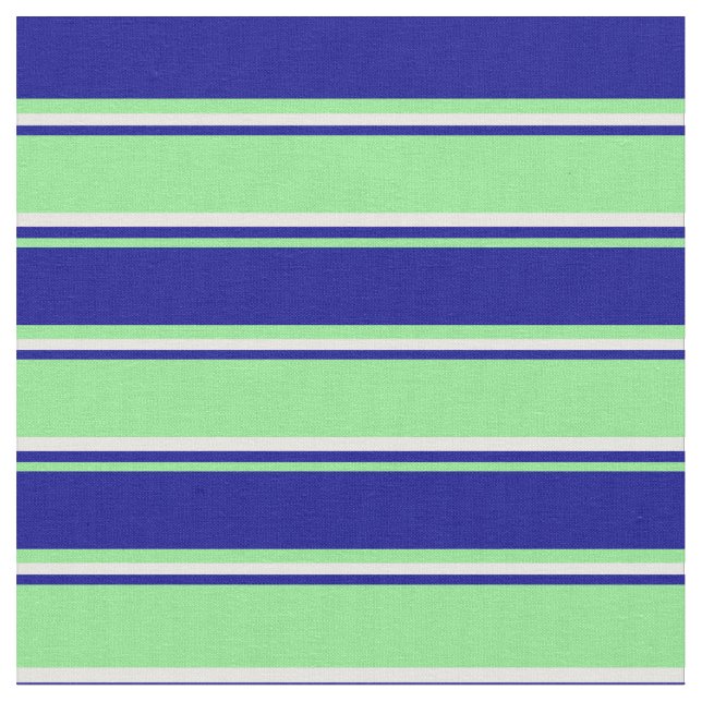 Light Green, Dark Blue, and Mint Cream Stripes Fabric (Close Up)
