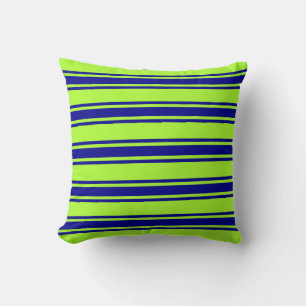 Light Green & Dark Blue Lines/Stripes Pattern Throw Pillow