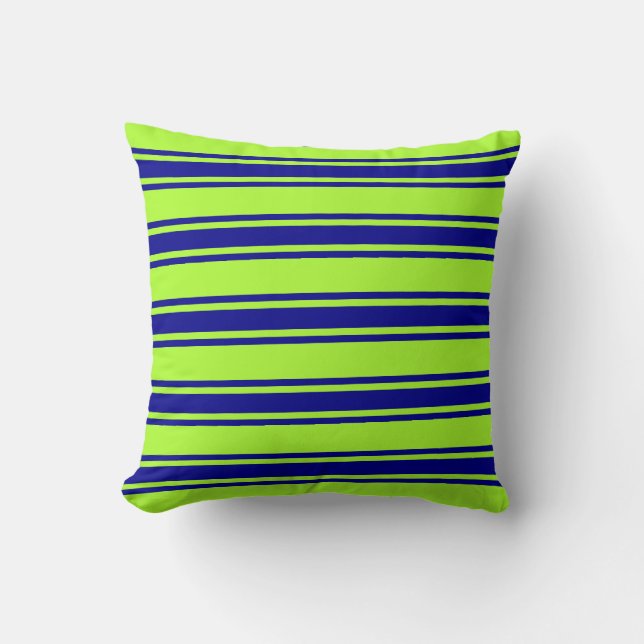 Light Green & Dark Blue Lines/Stripes Pattern Throw Pillow (Front)