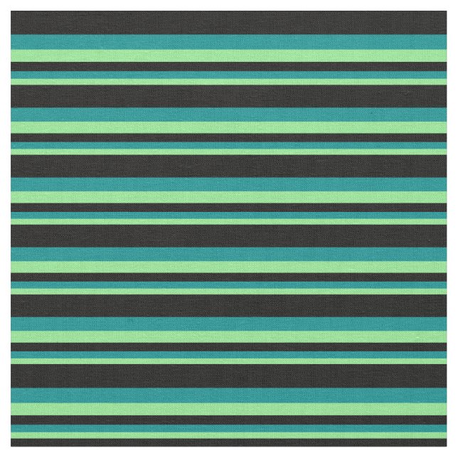 Light Green, Dark Cyan, and Black Pattern Fabric (Close Up)