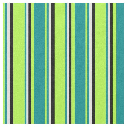 Light Green, Dark Cyan, Light Cyan & Black Lines Fabric