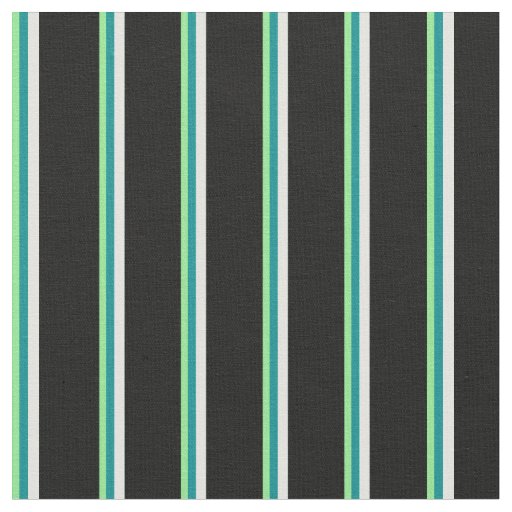 Light Green, Dark Cyan, Light Cyan & Black Lines Fabric