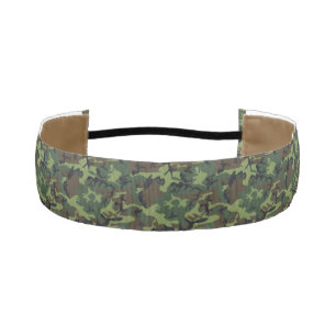 Light Green, Dark Green, Brown, Black Camouflage Athletic Headband