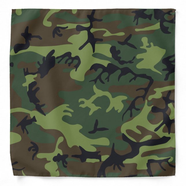 Light Green, Dark Green, Brown, Black Camouflage Bandana (Front)