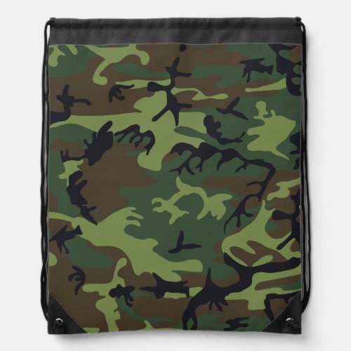 Light Green Dark Green Brown Black Camouflage Drawstring Bag