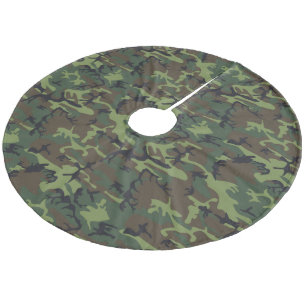 Light Green, Dark Green, Brown, Black Camouflage Fleece Tree Skirt