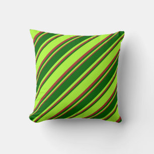 Light Green, Dark Green & Brown Stripes Pillow