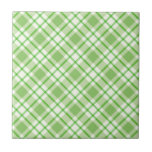 Light green diagonal check pattern ceramic tile