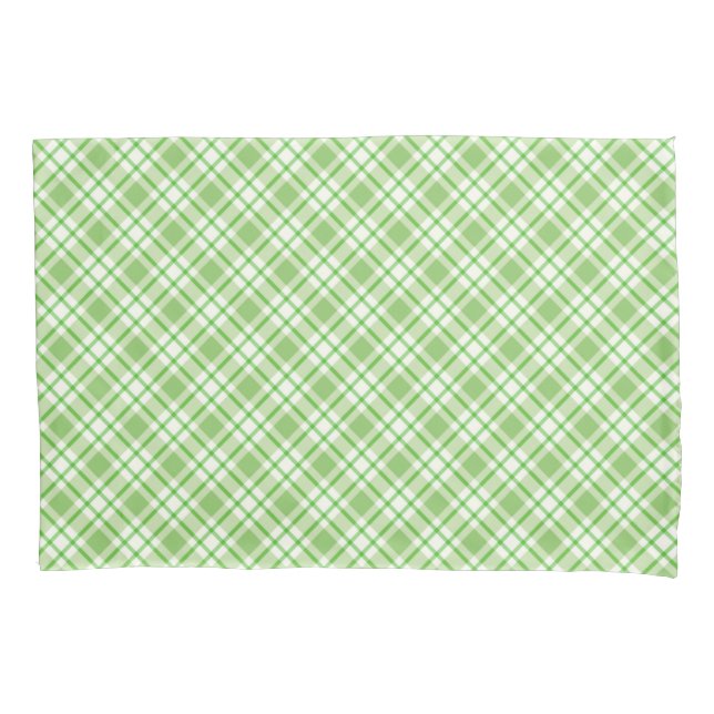 Light green diagonal check pattern pillow case (Front)