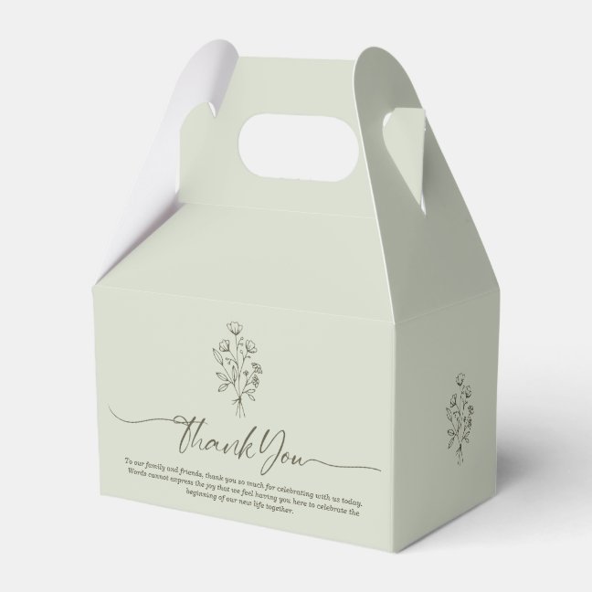 Light Green Elegant Boho Botanical Thank You Favor Boxes