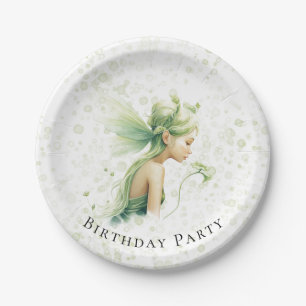 Light Green Fairy Alcohol Ink Girl Birthday Party Paper Plates