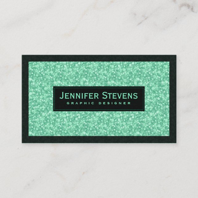 Light Green Faux Glitter And Sparkles Business Card (Front)