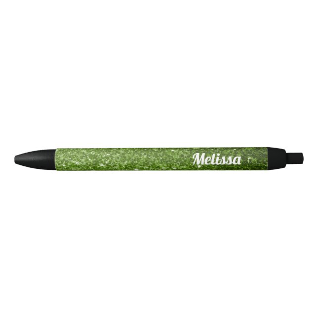 Light green faux glitter sparkles Personalize Pen (Front)