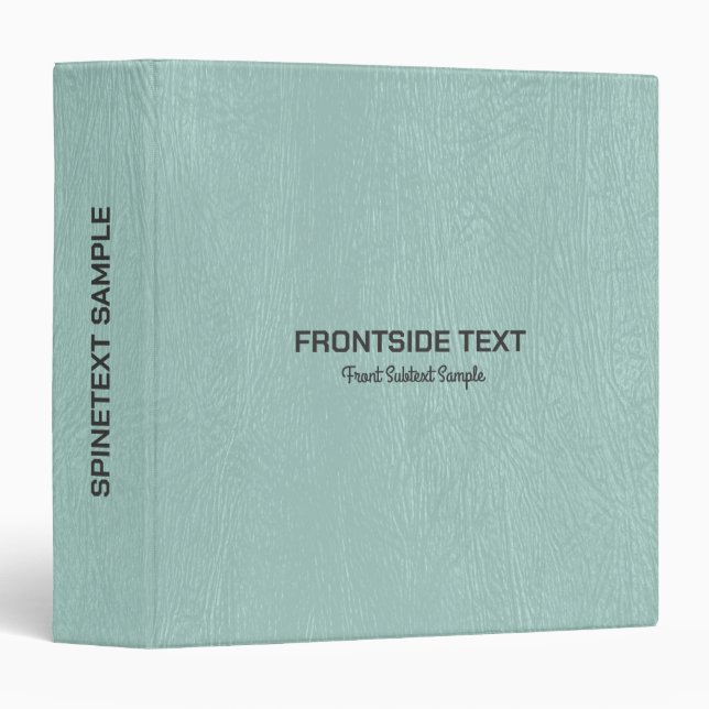 Light Green Faux Leather Look 3 Ring Binder (Front/Spine)