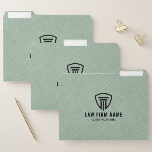 Light-green faux linen law logo design file folder