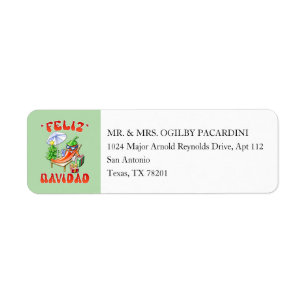 Light Green Feliz Navidad Chilli Edit Your Address Label