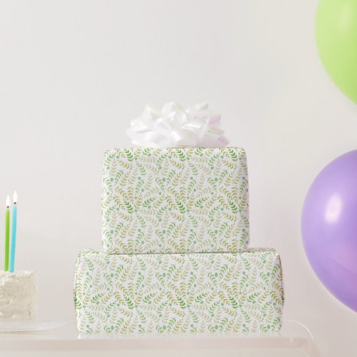 Light Green Fern Leaf Natural Pattern All Occasion Wrapping Paper
