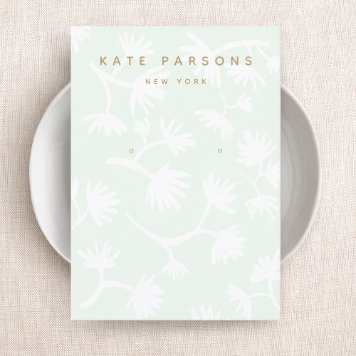 Light Green Floral Earring Jewelry Display Business Card