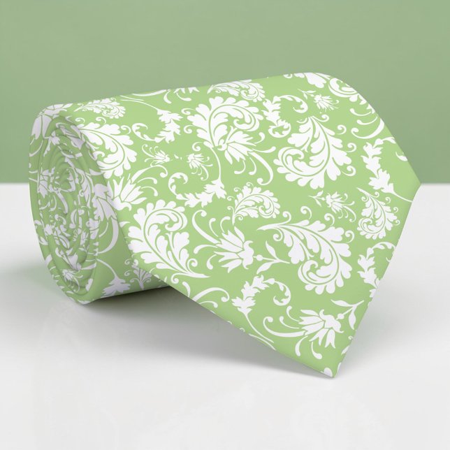 Light Green Floral Pattern Custom Necktie (Creator Uploaded)