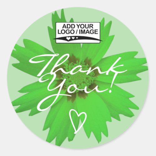 Light Green Flower Thank You Label Logo Template