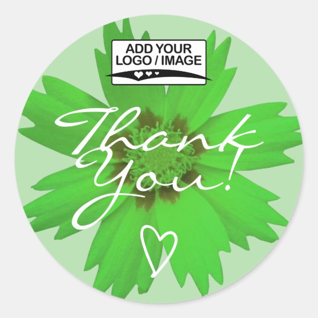 Light Green Flower Thank You Label Logo Template (Front)