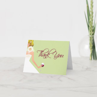 Light green folded bridal thank you card