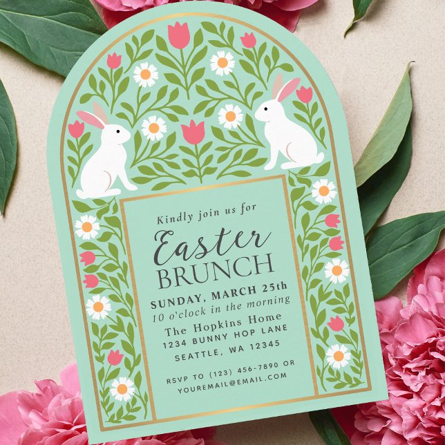 Light Green Folk Art Easter Brunch Arch Invitation (Creator Uploaded)