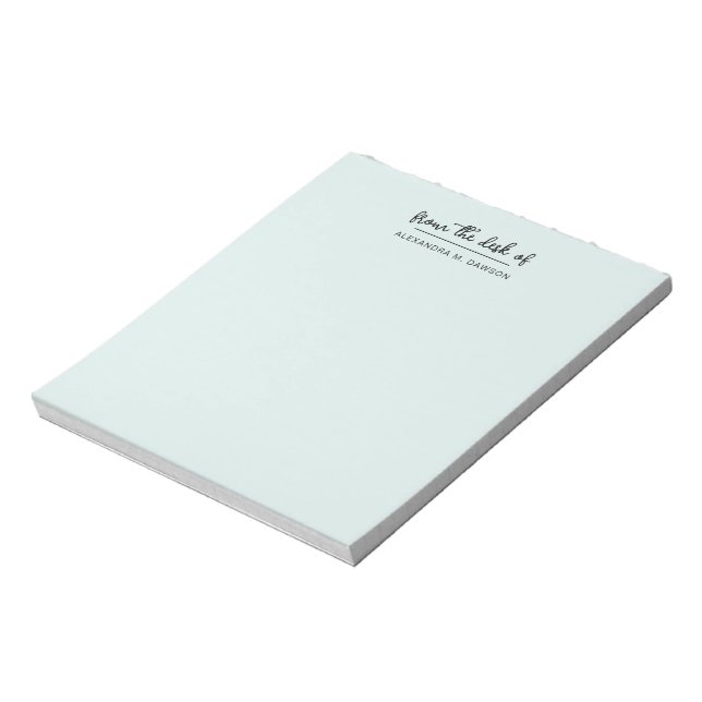 Light Green From The Desk Of Simple Script Name Notepad (Rotated)