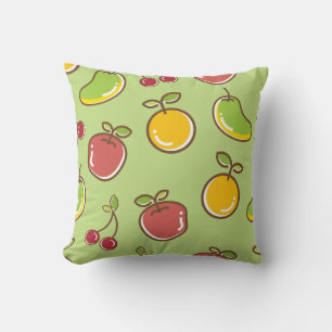 Light Green Fruit Themed Throw Pillow