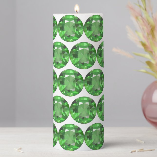 Light Green Gems Pillar Candle (In Situ)