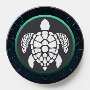 light Green Geometric Deign and white turtle  PopSocket
