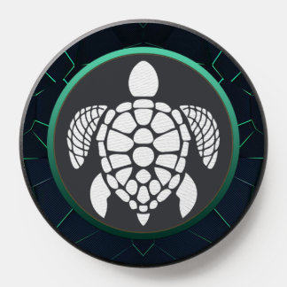 light Green Geometric Deign and white turtle  PopSocket