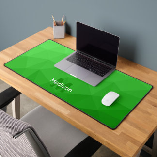 Light green Geometric Mesh Pattern monogram Desk Mat