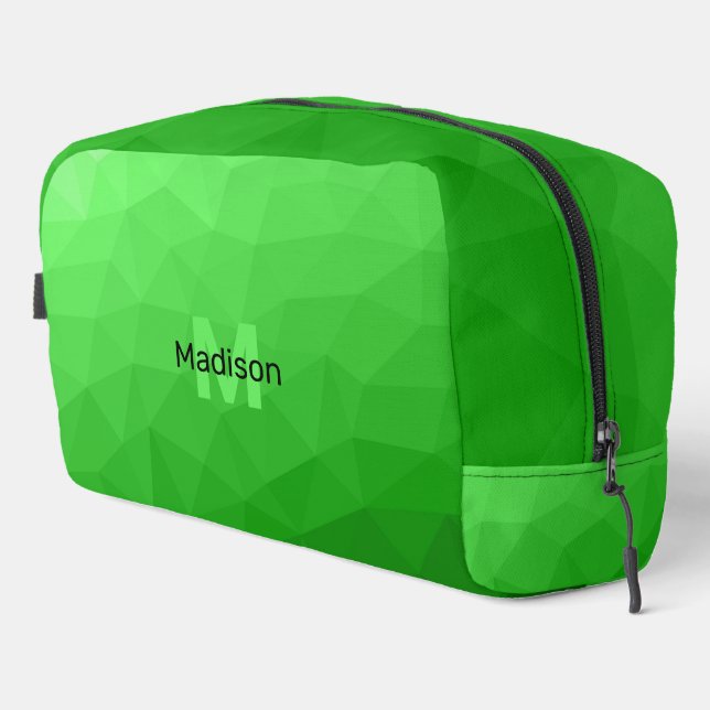Light green geometric mesh pattern Monogram Dopp Kit (Right Corner)