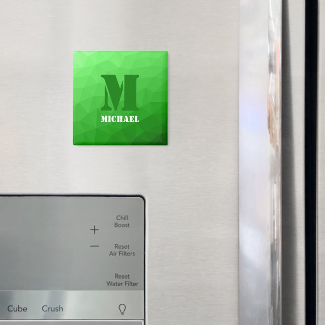 Light green geometric mesh pattern Monogram Magnet (In Situ (Fridge))