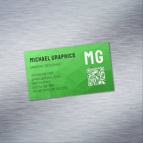 Light green geometric mesh pattern QR code Business Card Magnet