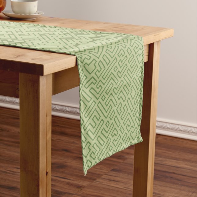 Light Green Geometric Pattern Table Runner (In Situ)
